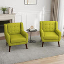UIXE Accent Chairs Set of 2, Modern Upholstered Arm Chair, Mid-Century Club Armchair Comfy Single Lounge Sofa Button Tufted Living Room Reading Seat Bedroom Side Sitting for Home Office,Green by CozyNest Decor