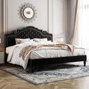 Allewie King Bed Frame with Adjustable Velvet Tiara Headboard, Upholstered Diamond Button Tufted Platform Bed, Wood Slats Support, No Box Spring Needed, Mattress Foundation, Easy Assembly, Black by CozyNest Decor
