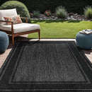Beverly Rug Outdoor Rug 8x10 Modern Bordered Area Rugs for Indoor and Outdoor Patio Deck Porch Garden Waterproof Weather Sun Resistant Washable Outside Carpet (8 x 10 Black) by CozyNest Decor