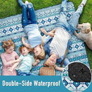 PY SUPER MODE Picnic Blankets Extra Large, Waterproof Foldable Outdoor Beach Blanket Oversized 83x79” Sandproof, 3-Layer Picnic Mat for Camping, Hiking, Travel, Park, Concerts(Teal Boho) by TinyTreasures Baby Boutique