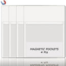 Magnetic Pocket 4 Pack – Self-Adhesive Magnetic Storage Pouch for Documents, Notes & Tools, Strong Magnet Backing for Fridge, Whiteboards, and Metal Surfaces (White 4Pcs) by CozyNest Decor