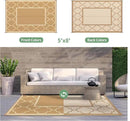 GENIMO 5' x 8' Outdoor Rug Waterproof for Patio Decor, Foldable Reversible Plastic Straw Area Rugs Mat for Camper, Outside Carpet for Rv, Deck, Porch, Picnic, Beach, Balcony, Brown & Beige by GreenHaven Gardens