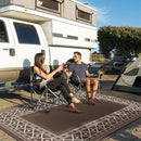 GENIMO Outdoor Rug Waterproof for Patio Decor, 6'x9' Foldable Reversible Plastic Straw Carpet for Travel Trailers, Outside Area Mat for Rv, Deck, Picnic, Porch, Camper, Balcony, Beach, Coffee & Beige by CozyNest Decor