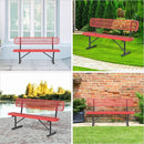 Heavy Duty Park Bench with Back Portable Frame, Outdoor Steel Bench with Backrest, Red Metal Bench Seat Expanded Metal Mesh Bench for Lawn, Park, Deck, Garden, Patio, Porch, Black (Red, 6FT) by GreenHaven Gardens