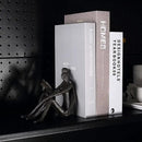Ambipolar Romantic Reading Couple Bookshelf Decor, Cast Iron Bookend, Aesthetic Room Decor, Office Desk Decor, Home Decorative Bookend for Heavy Books, Satin Black by CozyNest Decor