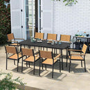 Outdoor Dining Table for 6, 70inch Patio Dining Table with Wooden-Like Top and Aluminum Frame, Rectangular Table with Umbrella Hole Outdoor Furniture, Only Table, Black by GreenHaven Gardens