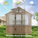 Mupater 6 x 8 FT Wooden Polycarbonate Greenhouse with Ventilated Window and Lockable Door, 6mm PC Panels for UV Protection, Walk-in Greenhouse Kit for Outdoor, Garden and Backyard, Brown by GreenHaven Gardens