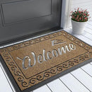 Yimobra Welcome Front Door Mat, Heavy Duty Easy Clean Doormat Indoor Outdoor, Waterproof Quick Dry Floor Mat for Home, Garage, Hign Traffic Areas, Non Slip, Low Profile, 29.5X17 Inches, Beige Brown by CozyNest Decor