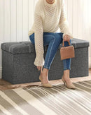 SONGMICS Mazie Collection - 43 Inches Ottoman Storage Bench, 35 Gal. Folding Chest with Breathable Linen-Look Fabric, Load up to 660 lb, for Entryway, Living Room, Bedroom, Dark Gray ULSF077G04 by CozyNest Decor