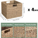 12x12x10in Seagrass Storage Baskets Set of 4, Large Wicker Storage Basket, Decorative Seagrass Shelf Basket, Pantry Baskets Organization,Folding Storage Cube Bins by TinyTreasures Baby Boutique