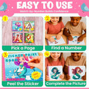 BulbaCraft 4Pcs Sticker Paint Books for Girls - Sticker Books by Number with Mermaids, Princesses, Animals and Horses - Coloring Activity for Kids by TinyTreasures Baby Boutique