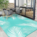 Pauwer Waterproof Outdoor Rug 6x9, Reversible Plastic Straw Patio Camping Rug, Indoor Outdoor RV Mat Carpet for Deck, Camper, Porch, Balcony, Backyard, Picnic, Leaf Light Blue by GreenHaven Gardens