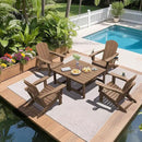 SERWALL Patio Coffee Table, HDPE Rectangle Outdoor Coffee Table, Brown by CozyNest Decor