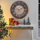 CLXEAST 24 Inch Wall Clock with Moving Gears,Oversized Large Industrial Steampunk Clock, Antique Gold Metal Roman Numeral Wall Clocks for Farmhouse Living Room Decor by CozyNest Decor