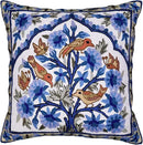 Blue Tree of Life Pillow Cover Blues Birds Floral Decorative Pillowcase Flower Outdoor Suzani Cushion Needlepoint Hand Embroidered Wool Size - 18x18 by CozyNest Decor
