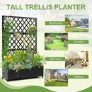 Metal Planter Trellis Box with Wheels & Drain Plug Outdoor Raised Garden Bed Patio Privacy Screen with Planter for Climbing Plants, Vegetables 73"x47"x16" Black-Diamond by GreenHaven Gardens