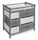 Badger Basket Modern Baby Changing Table - Diaper Station Organizer with 6 Storage Drawers, Reversible Baskets, Safety Rails - Baby Nursery Furniture with Changing Pad and Belt - Gray by TinyTreasures Baby Boutique
