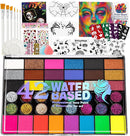 Halloween Face Painting Kit, 42 Color Non-Toxic Water Face Paint Kit with Brushes Gems Stencils, Professional Face Paint for Party, Creative Activity, Birthdays, Halloween Christmas Makeup Kit by TinyTreasures Baby Boutique