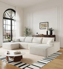 136" Sectional Couches for Living Room Modern Modular Sofa with L-Shape Couchs Upholstered Boneless Couch Deep Seat Sectional Couch with Chaise (White, Right Facing Chaise+3Seaters+Ottoman) by CozyNest Decor