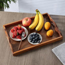 Nature Walnut Wooden Serving Tray with Handles, Solid Wood Food Tray for Coffee, Breakfast, Dinner, Ottoman,16.6x11.8x2.4 inches by CozyNest Decor