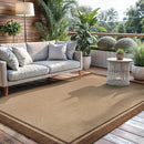 CAMILSON Outdoor Rug 6x9 Bordered Natural Brown Modern Area Rugs for Indoor and Outdoor Patios, Kitchen and Hallway Mats, Washable Porch Deck Outside Carpet (Border Jute, 6 x 9) by CozyNest Decor