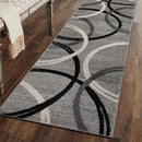 Rugshop Modern Wavy Circles Design Runner Rug 2'7" x 6' Gray by TinyTreasures Baby Boutique
