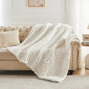 Carriediosa Chunky Knit Throw Blanket 50" X 60", 100% Hand Made Large Chenille Loop Yarn Soft Fluffy Throws for Couch Sofa Bed, Big Crochet Cozy Heavy Thick Cable Woven Blankets, Cream White by CozyNest Decor