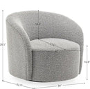 KINWELL 34" W Swivel Barrel Chair Set of 2, Mid Century Modern Round Upholstered Boucle Swivel Accent Chairs, No Assembly Sofa Chair for Living Room Bedroom Reading, Black White by CozyNest Decor
