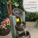 Alpine Corporation TZL400 34" 3 Tier Basin Cascading Fountain with LED Lights, Elegant Outdoor Water Feature for Garden, Patio, Yard & Outdoor Spaces, Relaxing Waterfall Fountain, Gray by GreenHaven Gardens