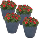 Sunnydaze 20-Inch Anjelica Large Plastic Pot for Plants - Outdoor Polyresin Round Planter with Drillable Drainage Holes - Slate - 4pk by GreenHaven Gardens