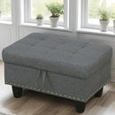 Ottoman Rectangular Storage Ottoman Bench, Flannel Footrest Stool Footstool with Lid for Living Room, Bedroom, Entryway, Light Gray, 28.5"x19"x17.5" by CozyNest Decor