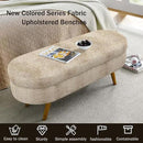 Oval Storage Bench 43.5" Linen Fabric Upholstered Entryway Bench with Solid Wood Legs Ottoman Bench Indoor Bench for Living Room/Bedroom/End of Bed/Entryway (Brown) by CozyNest Decor