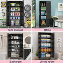75" Storage Cabinet, Metal Pantry Cabinet, Kitchen Pantry Storage Cabinets with Doors and 4 Shelves, Cabinets for Laundry Room, Living Room, Dinning Room, Assembly Required, Black by CozyNest Decor