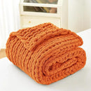 Admitrack Chunky Knit Blanket Throw, 100% Hand Knit Chenille Throw Blanket for Sofa & Home Decor, Soft and Cozy Knitted Throw Blankets (Orange, 51"x63") by CozyNest Decor