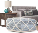 SIMPLIHOME Cowan Boho Square Pouf in Blue, Natural Handloom Woven for the Living Room, Bedroom and Kids Room by CozyNest Decor