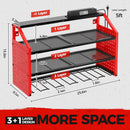 LBT Power Tool Organizer With Charging Station,Patented,Heavy Duty Steel,6 Drilling Rig Sizes With Hooks And Screw Boxes,6 sockets,Easy To Install Garage Storage Rack,Great Gift For Men, Red by GreenHaven Gardens