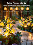 Brightown Outdoor Solar Garden Lights - 4 Pack LED Flower Lights with Larger Lily, Bigger Solar Panel, Waterproof for Outside Yard Patio Garden Decorations, White by GreenHaven Gardens
