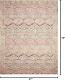Loloi Layla Collection LAY-17 Pink/Lagoon 2'-3" x 3'-9" .13" Thick Accent Rug, Soft, Durable, Vintage Inspired, Distressed, Low Pile, Non-Shedding, Easy Clean, Printed, Living Room Rug by CozyNest Decor