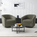 Swivel Barrel Accent Chair, Modern Round Chenille Fabric Arm Chair for Living Room, Bedroom, Comfy Club Reading Chairs for Adults（Chenille Fabric, Tan, Set of 2 by CozyNest Decor