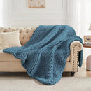Carriediosa Chunky Knit Throw Blanket 50" X 60", 100% Hand Made Large Chenille Loop Yarn Soft Fluffy Throws for Couch Sofa Bed, Big Crochet Cozy Heavy Thick Cable Woven Blankets, Lyons Blue by CozyNest Decor