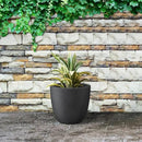 Kante 10 Inch Dia Round Concrete Planter, Indoor Outdoor Large Plant Pot with Drainage Hole and Rubber Plug for Home Patio Garden, Black by GreenHaven Gardens