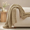Amélie Home Chunky Knit Throw Blanket for Couch, Soft Chenille Crochet Blanket for Sofa, 50"x60", Beige by CozyNest Decor