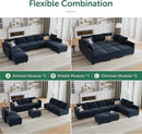 HONBAY Sectional Sleeper Sofa Velvet Sectional Sleeper Couch with Storage Modular Sleeper Sectional Sofa Couch for Living Room,Dark Blue by CozyNest Decor