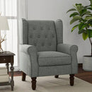 Lumibee High Back Accent Chair,Upholstered Wingback Armchair with Solid Wood Legs for Small Spaces,Comfy Single Sofa Chair for Living Room,Bedroom,Office-Gray by CozyNest Decor