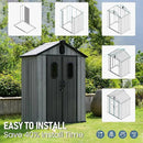 Domi 5x3 FT Outdoor Resin Storage Shed, All-Weather Double-Wall Storage Building for Backyard, Garden, Lawn Tools, Mower, Bike & Pool Equipment, Lockable Doors, Ventilated Roof, Grey by GreenHaven Gardens