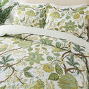 NEWLAKE Cotton Bedspread Quilt Sets - Reversible Patchwork Coverlet Set, Floral Vine Pattern, Queen Size by CozyNest Decor