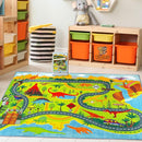 KC Cubs 8x10 Dinosaur Toy Car Dino Road Rug – Educational Play Mat Carpet for Kids, Toddlers, Nursery, Classroom, Playroom, Baby Daycare, Boys & Girls by TinyTreasures Baby Boutique
