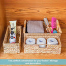 VATIMA Large Water Hyacinth Storage Baskets for Organizing with Wooden Handles for Shelves, 2 Bathroom Small Basket, Water Hyacinth Toilet Paper Baskets, Set of Natural Wicker Storage Basket for Home by CozyNest Decor