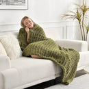 Maetoow Tighter Version Chenille Chunky Knit Blanket Throw 50×60 Inch, Handmade Warm & Cozy Blanket Couch, Bed, Home Decor, Soft Fleece Banket, Boho Thick Blankets and Giant Yarn Throws，Olive Green by CozyNest Decor