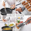 Country Kitchen Non Stick Silicone Utensil Set with Rounded Wood Handles for Cooking and Baking, 38 Piece Set, Gray by CozyNest Decor